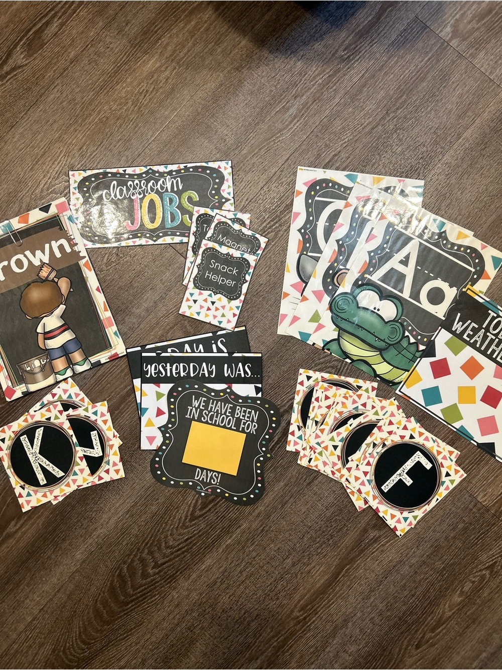 Classroom Jobs and Alphabet Decorative Bulletin Board Set - Multicolor